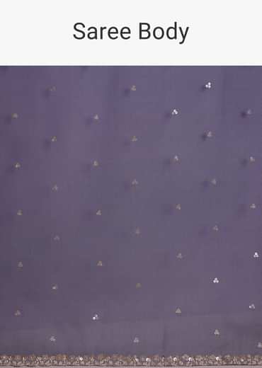 Midnight Blue Glass Tissue Saree With Cutdana And Sequins Scallop Border