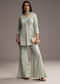 Mint Blue Georgette Palazzo Suit With Sequins And Resham Work