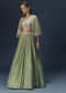 Mint Green Bridesmaid Lehenga With Embroidered Cape