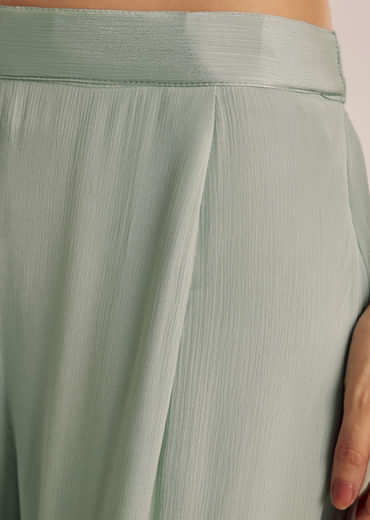 Mint Green Chinon Kurta Set With Cutdana Moti And Choker Dupatta