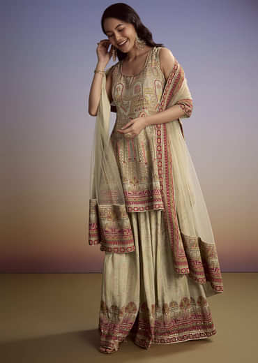 Mint Green Crepe Printed Palazzo Suit