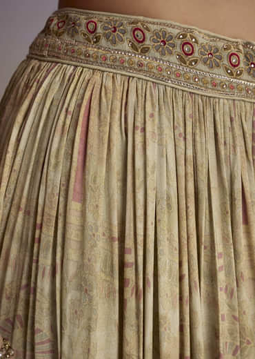 Mint Green Crepe Printed Palazzo Suit