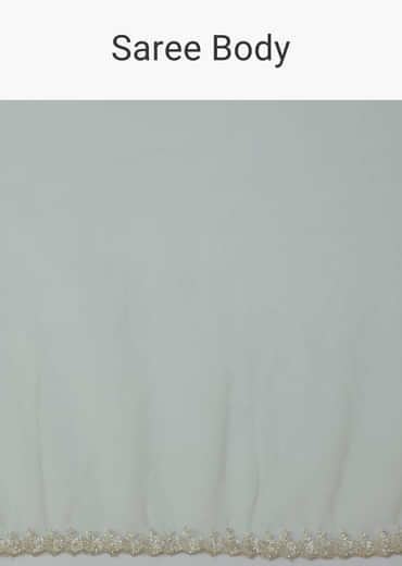 Mint Green Cutwork Embellished Saree with Unstitched Blouse