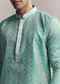 Mint Green Jacquard Kurta Set For Men