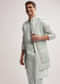 Mint Green Satin Blend Kurta Jacket Set For Men With Zardosi Work