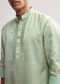 Mint Green Satin Blend Kurta Set For Men With Zardosi Embroidery