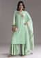 Mint Green Silk Kurta Sharara Set With Gotta Work