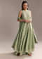 Mint Green Tissue Anarkali Suit With Cutdana And Beads Embroidery