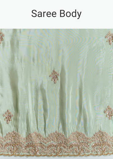 Mint Green Tissue Saree With Gota Patti Embroidery