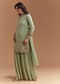 Mint Green Tissue Sharara Suit With Beads And Sequins Work