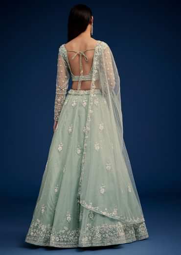 Mint Green Embroidered Lehenga Set
