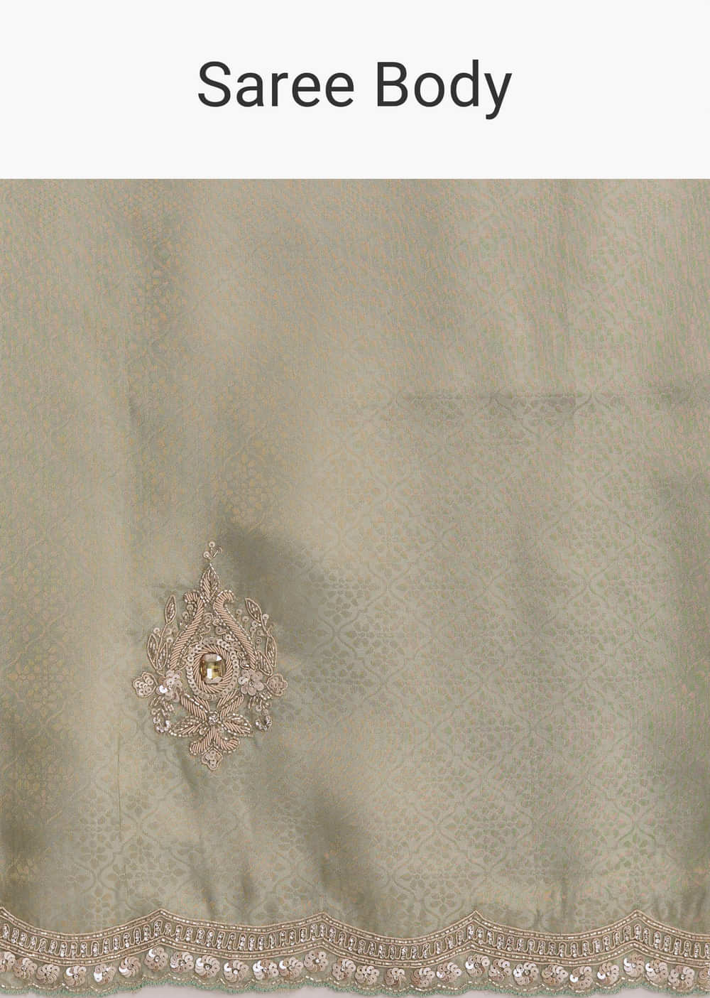 Mint Green Jacquard Saree With Cutdana And Sequin Embroidery