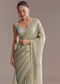 Mint Green Jacquard Saree With Cutdana And Sequin Embroidery