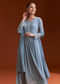 Misty Blue Chinon Anarkali Suit With Moti And Stone Work
