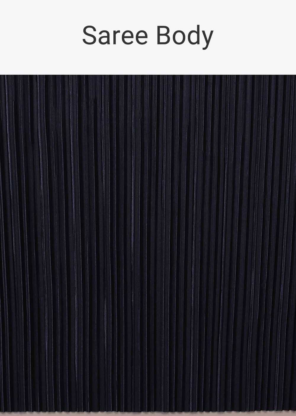 Mood Indigo Blue Saree With A Crop Top In Sequins Embroidery Paired With A Belt In Stones And Cut Dana Embroidery