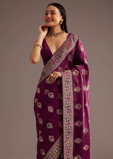 Multi Color Dola Silk Saree With Resham And Zari Weaving