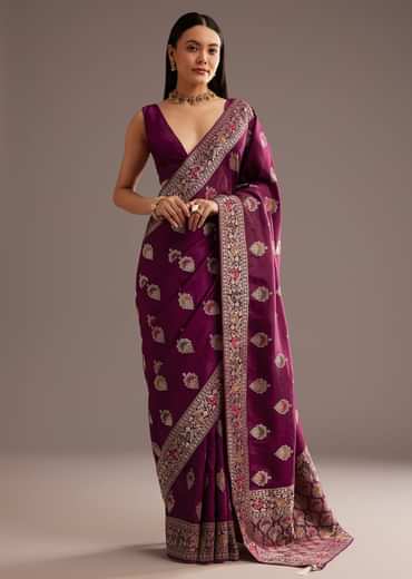 Multi Color Dola Silk Saree With Resham And Zari Weaving