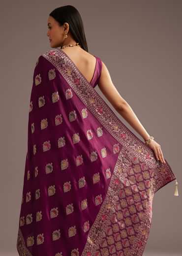 Multi Color Dola Silk Saree With Resham And Zari Weaving