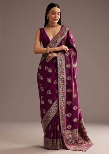 Multi Color Dola Silk Saree With Resham And Zari Weaving