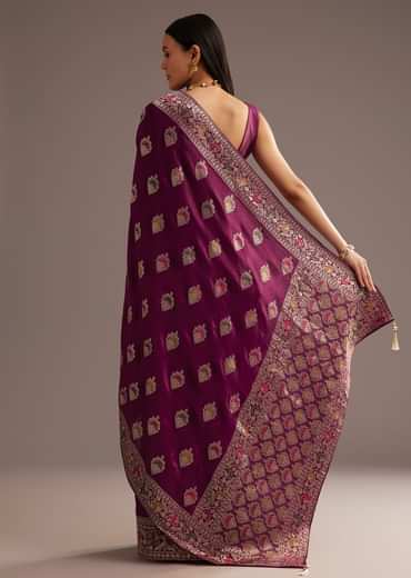 Multi Color Dola Silk Saree With Resham And Zari Weaving