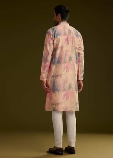 Multi Colored Abstract Printed Silk Kurta Set