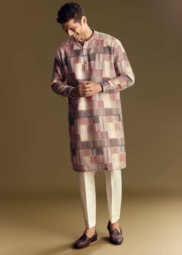 Multi Linen Kurta Set With Artistic Kantha Detailing
