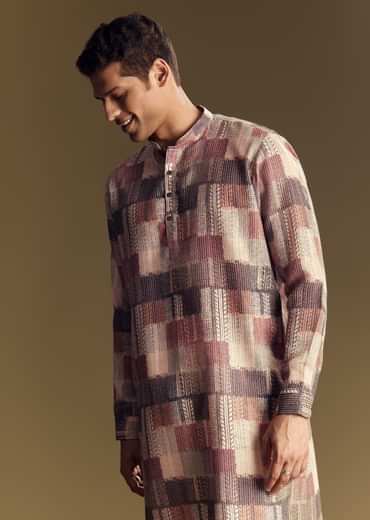 Multi Linen Kurta Set With Artistic Kantha Detailing