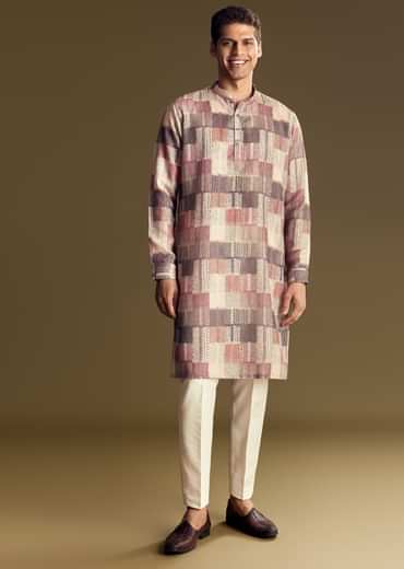 Multi Linen Kurta Set With Artistic Kantha Detailing