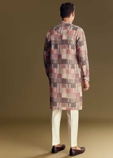 Multi Linen Kurta Set With Artistic Kantha Detailing