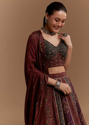 Multi Silk Bridesmaid Lehenga Set with Cutdana Embroidery