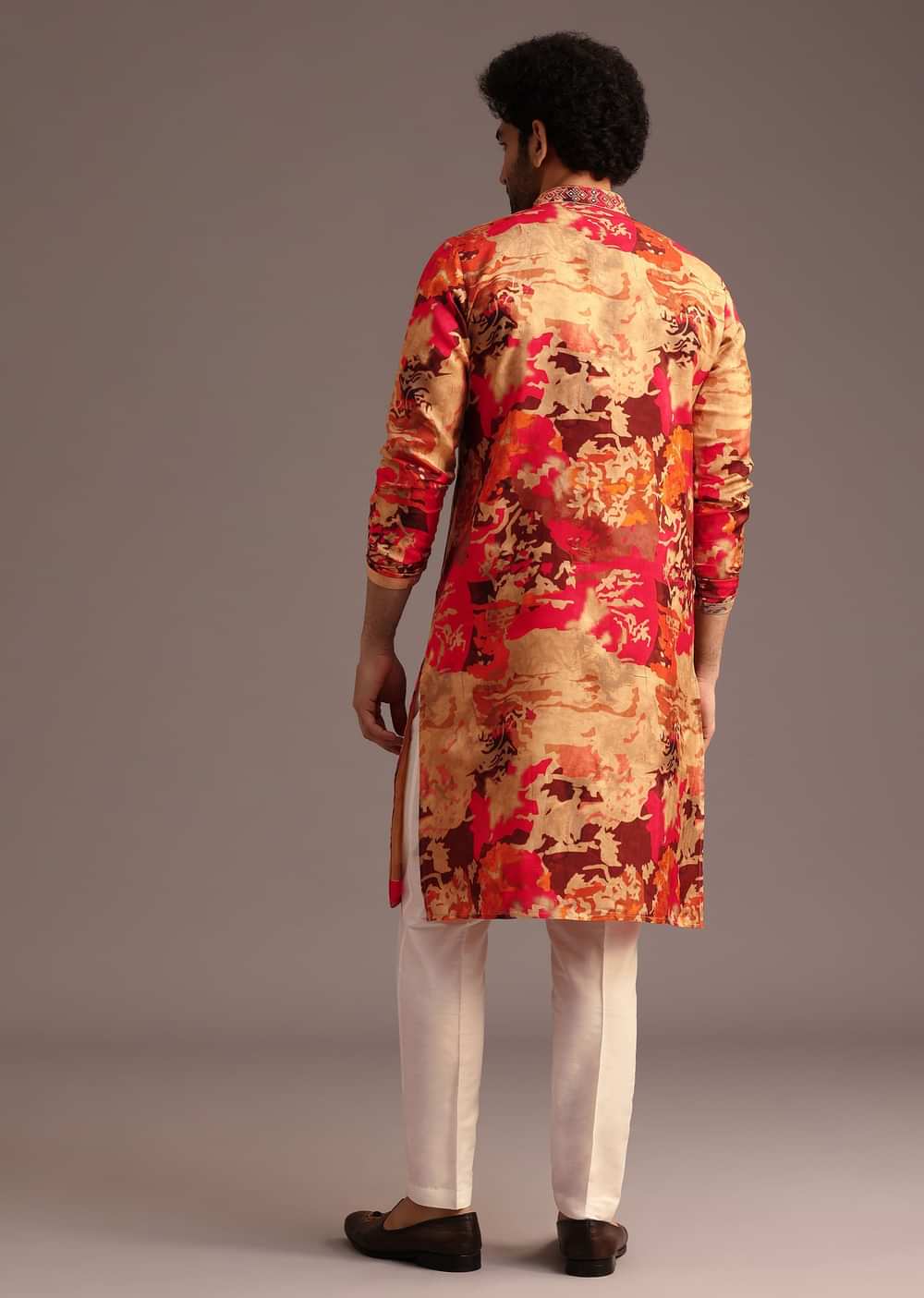 Multi Colour Abstract Print Silk Kurta And Pant