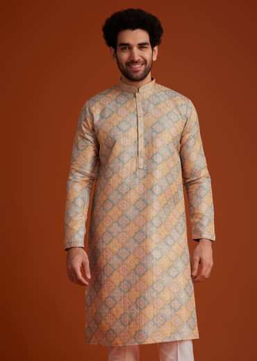 Multi Colour Brocade Kurta Pajama Set