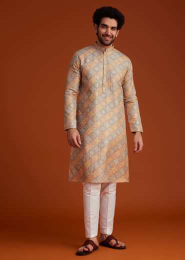 Multi Colour Brocade Kurta Pajama Set
