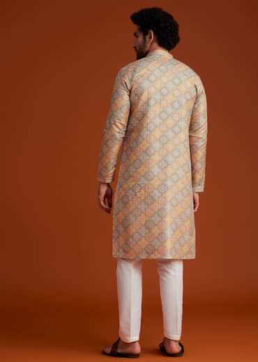 Multi Colour Brocade Kurta Pajama Set
