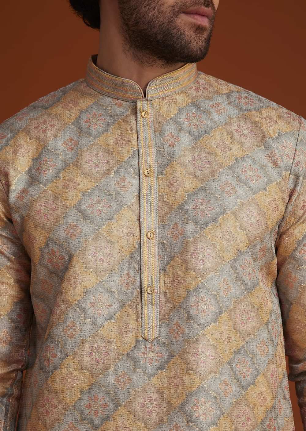 Multi Colour Brocade Kurta Pajama Set