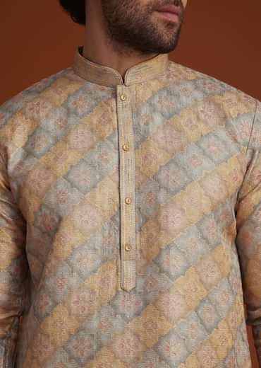 Multi Colour Brocade Kurta Pajama Set