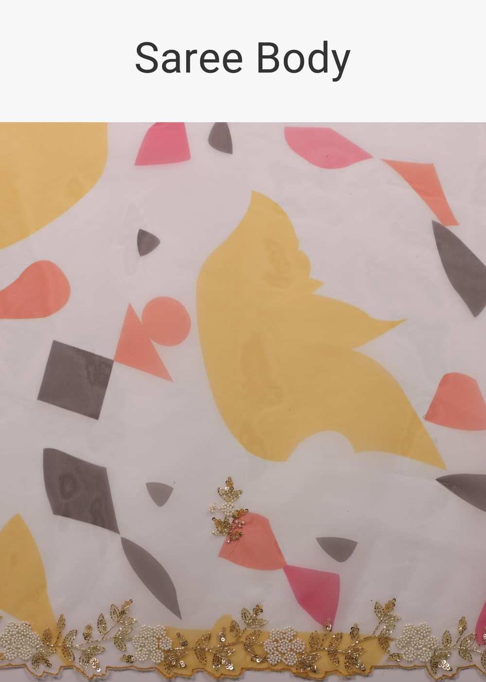 Multicolor Abstract Printed Saree In Organza With Cut Dana Butti All Over