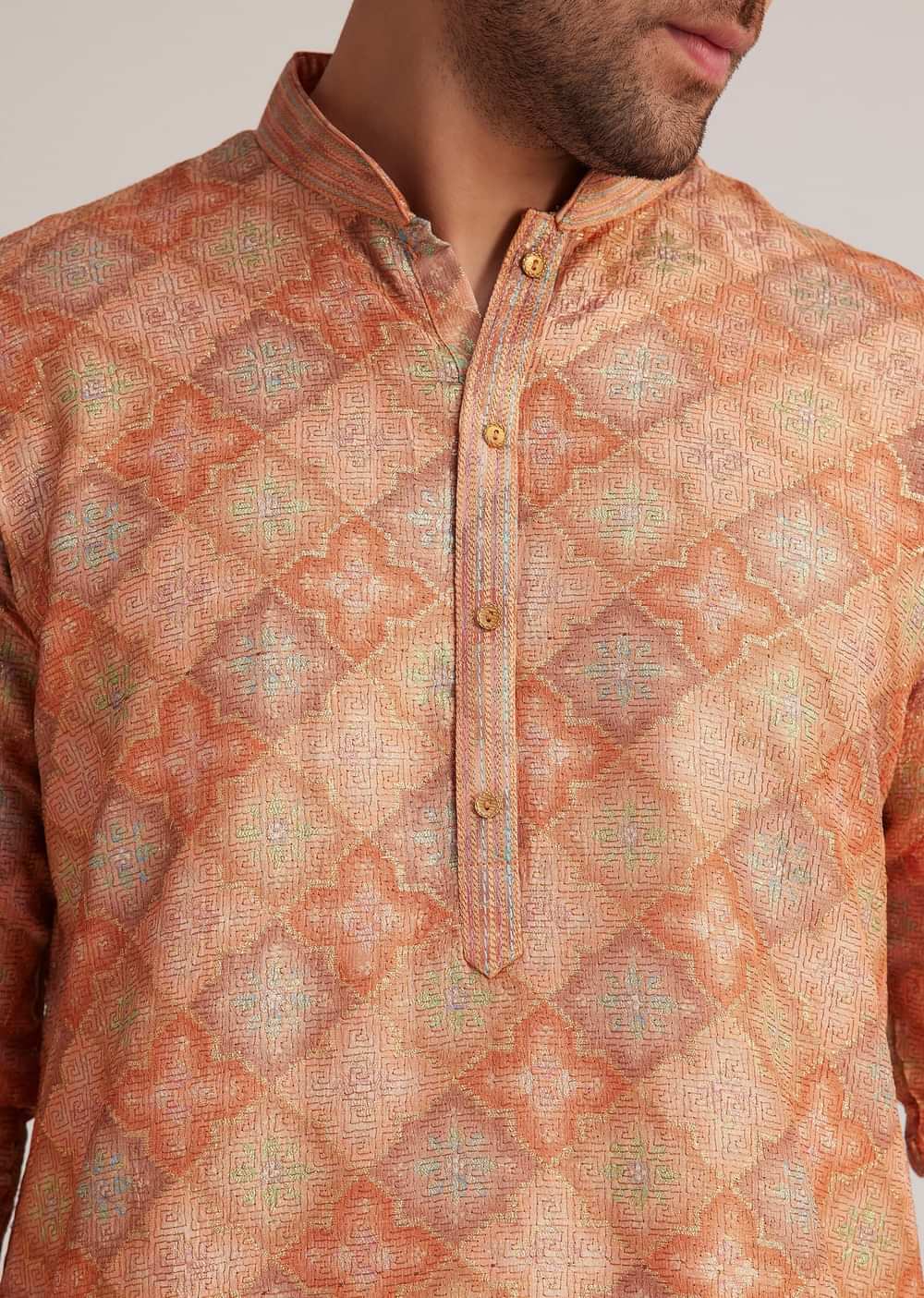 Multicolor Brocade Kurta Set