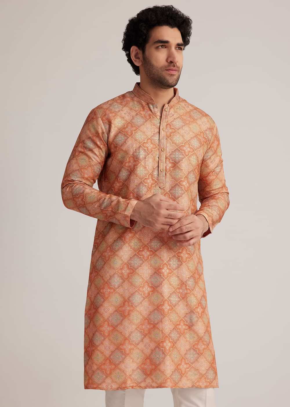 Multicolor Brocade Kurta Set