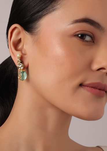 Multicolor Kundan Necklace Set With Stone Drops