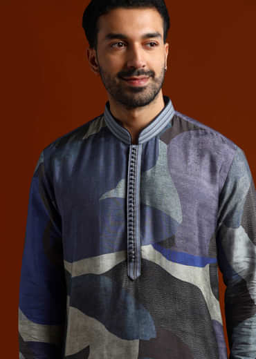 Multicolour Kurta Set For Men With Abstract Print