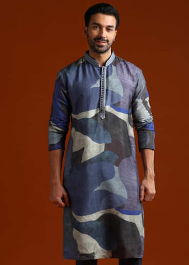 Multicolour Kurta Set For Men With Abstract Print