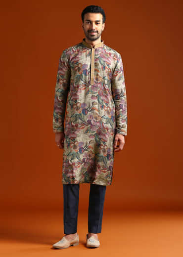 Multicolour Kurta Set For Men With Digital Print