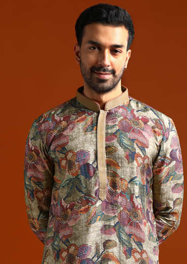 Multicolour Kurta Set For Men With Digital Print