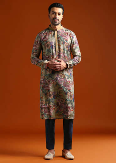 Multicolour Kurta Set For Men With Digital Print