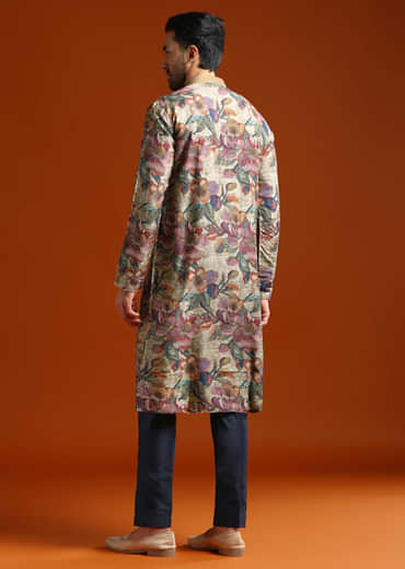 Multicolour Kurta Set For Men With Digital Print