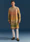 Multicolour Silk Kurta Set For Men With Pichwai Print