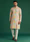 Multicolour Silk Kurta Set For Men With Tie Dye And Mirror Work