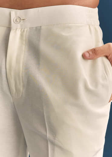 Multicolour Silk Printed Kurta Set For Men With Foil Butti Work