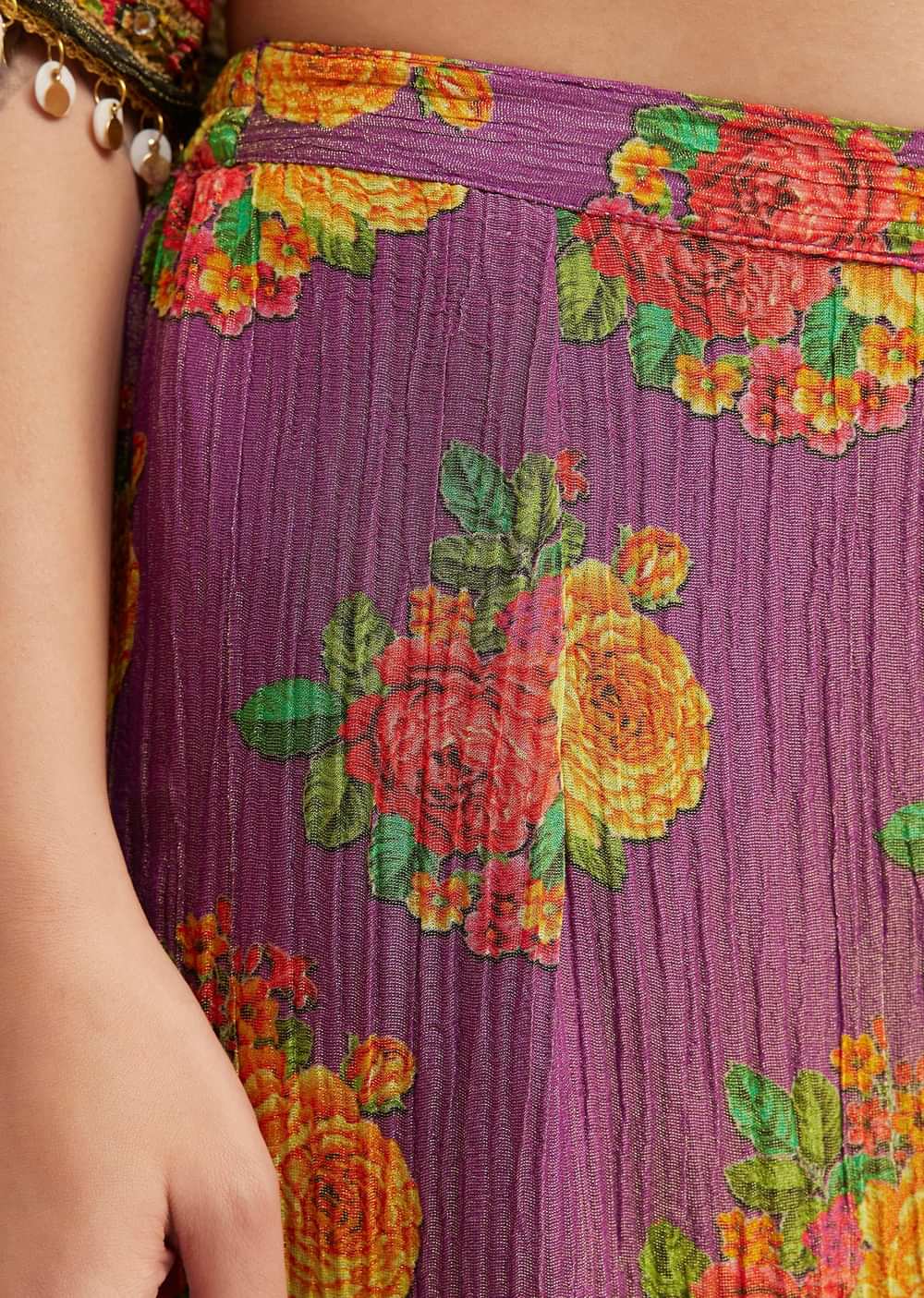 Multicolour Printed Sharara Set In Tissue Fabric